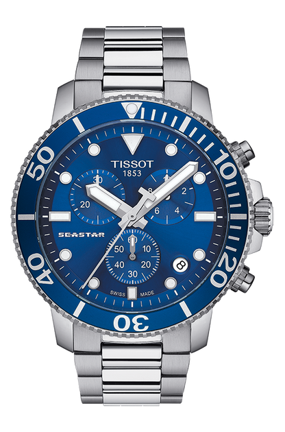 Tissot Seastar 1000 Blue Dial Stainless Steel Mens Quartz Chronograph Watch T1204171104100