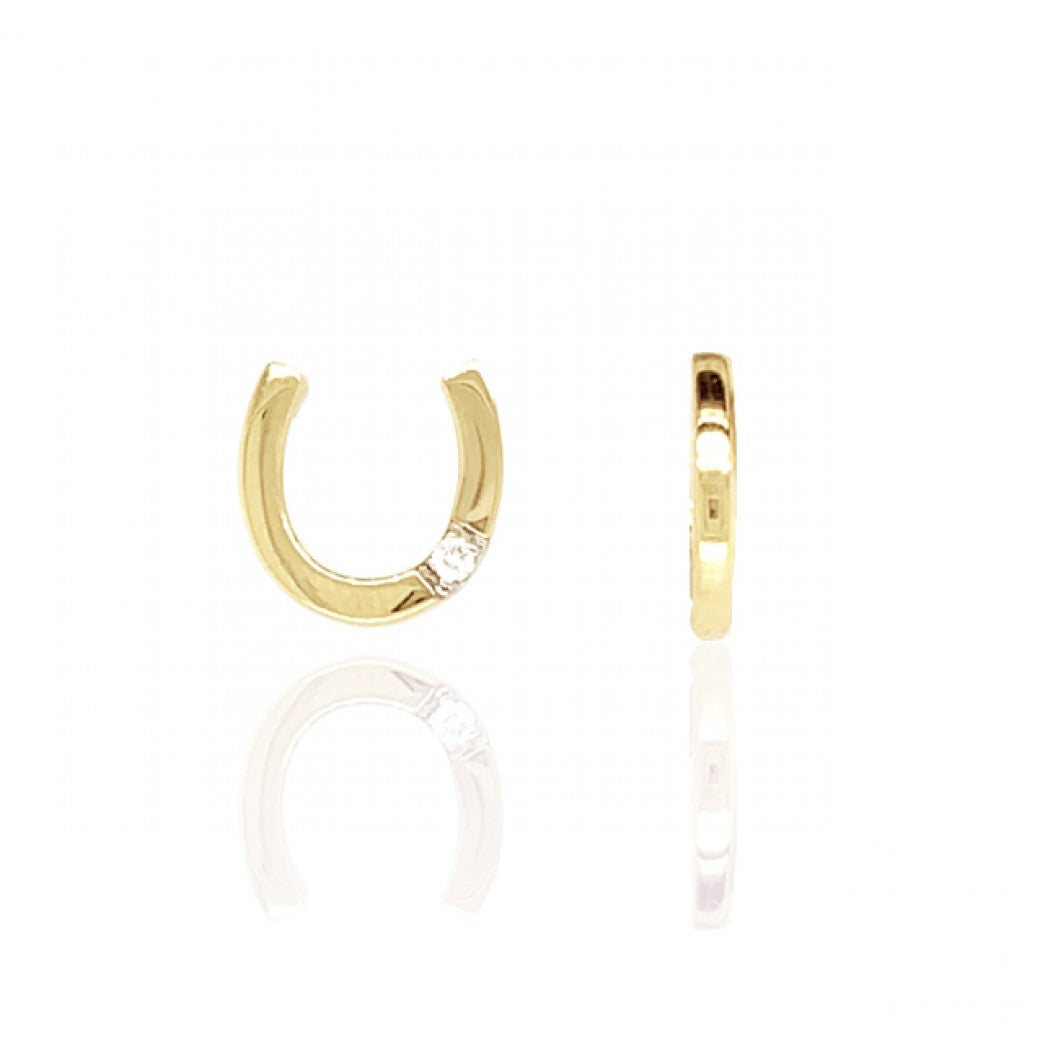 9ct Gold Diamond Set Horsehoe Stud Earrings
