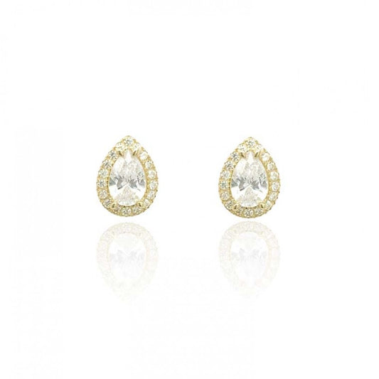 9ct Gold Pear-Shaped Cubic Zirconia Cluster Stud Earrings