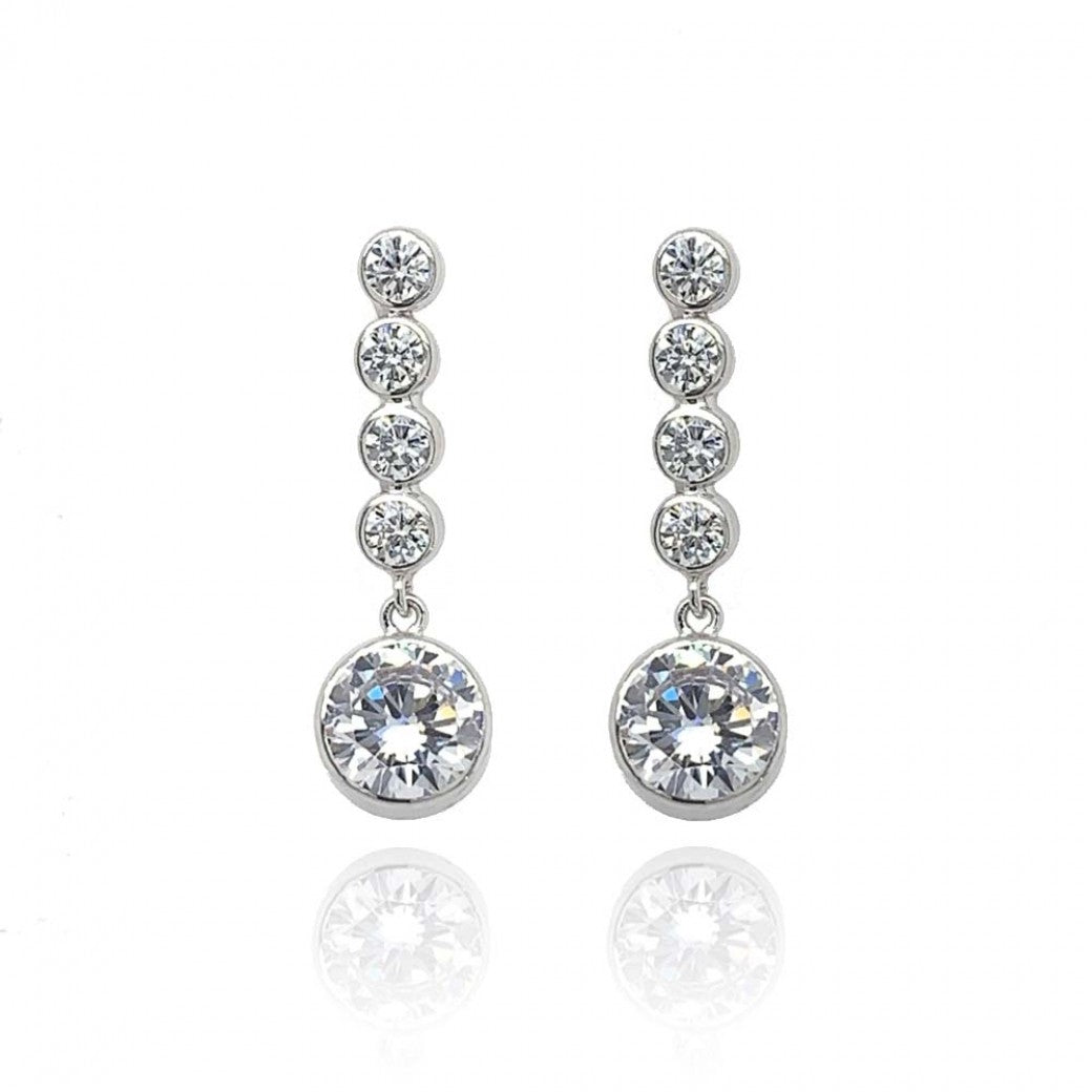 9ct White Gold Cubic Zirconia Drop Earrings