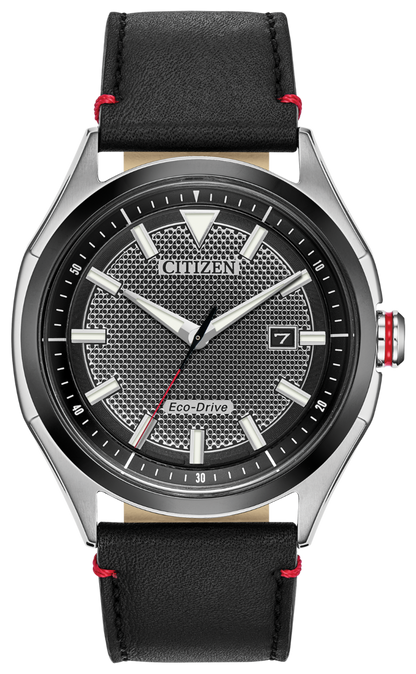 Citizen Eco-Drive Black Dial Stainless Steel Mens Watch AW1148-09E