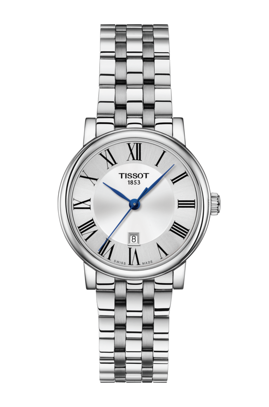 Tissot Carson Premium Lady Silver Diamond Set Dial Stainless Steel Womens Quartz Watch T1222101103300