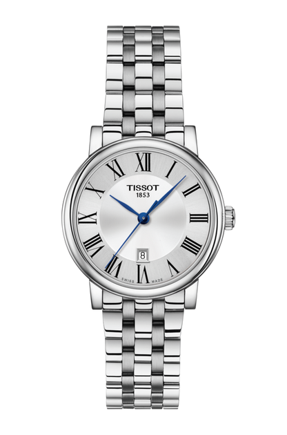 Tissot Carson Premium Lady Silver Diamond Set Dial Stainless Steel Womens Quartz Watch T1222101103300
