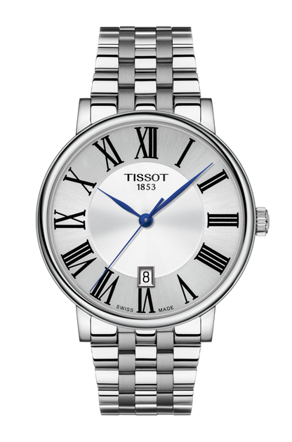Tissot Carson Premium Silver Dial Stainless Steel Mens Quartz Watch T1224101103300