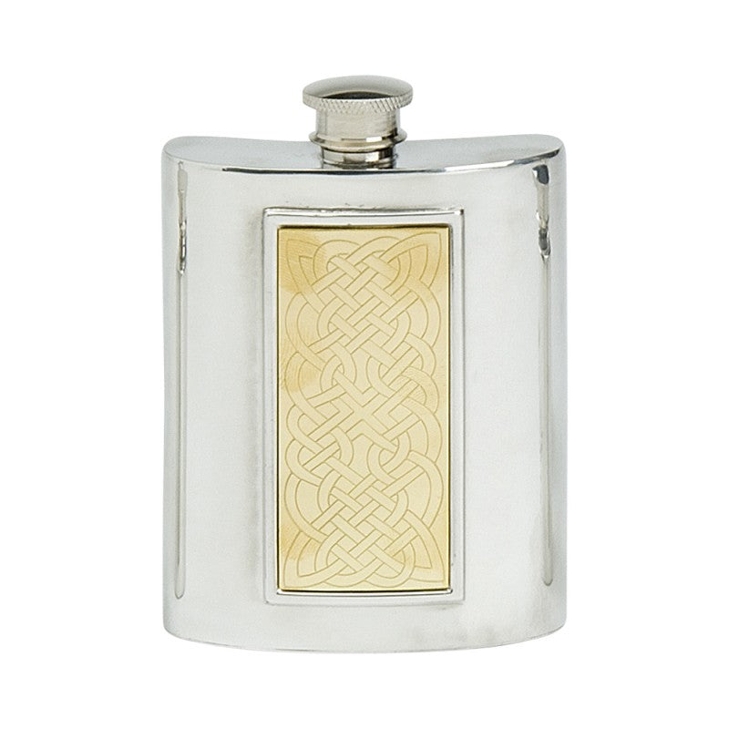 Pewter & Brass Celtic Band 6 fl oz/170cl Hip Flask 