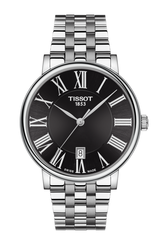 Tissot Carson Premium Black Dial Stainless Steel Mens Quartz Watch T1224101105300
