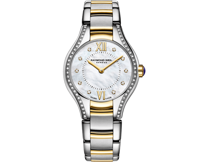 Raymond Weil Noemia Mother of Pearl Diamond Set Two Tone Womens Quartz Watch 24mm 5124-SPS-000985