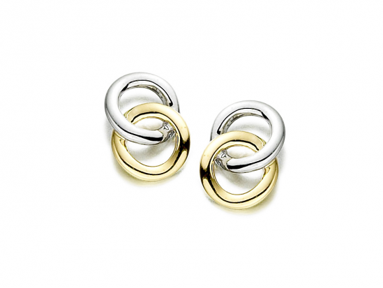 9ct Yellow & White Gold Interlinked "Circles of Life" Stud Earrings