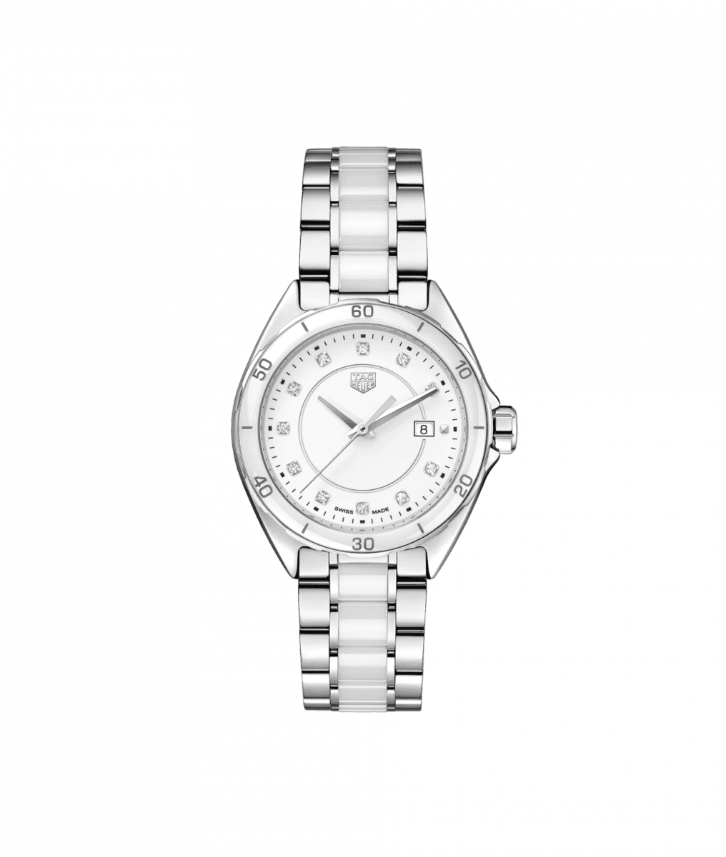 TAG Heuer Formula 1 Stainless Steel & White Ceramic Diamond Set Womens Quartz Watch WBJ141AD.BA0974
