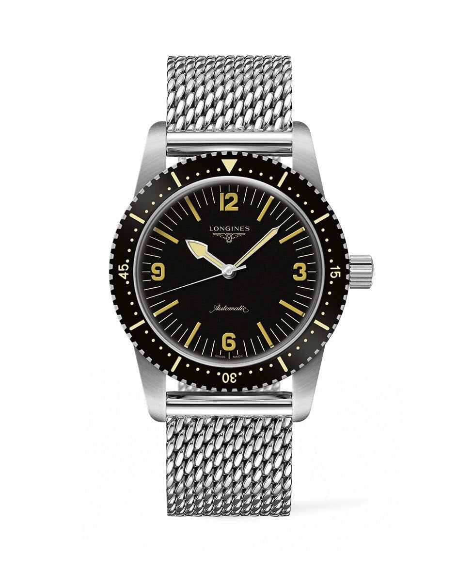 Longines Heritage Skin Diver Black Dial Stainless Steel Mens Watch L28224566