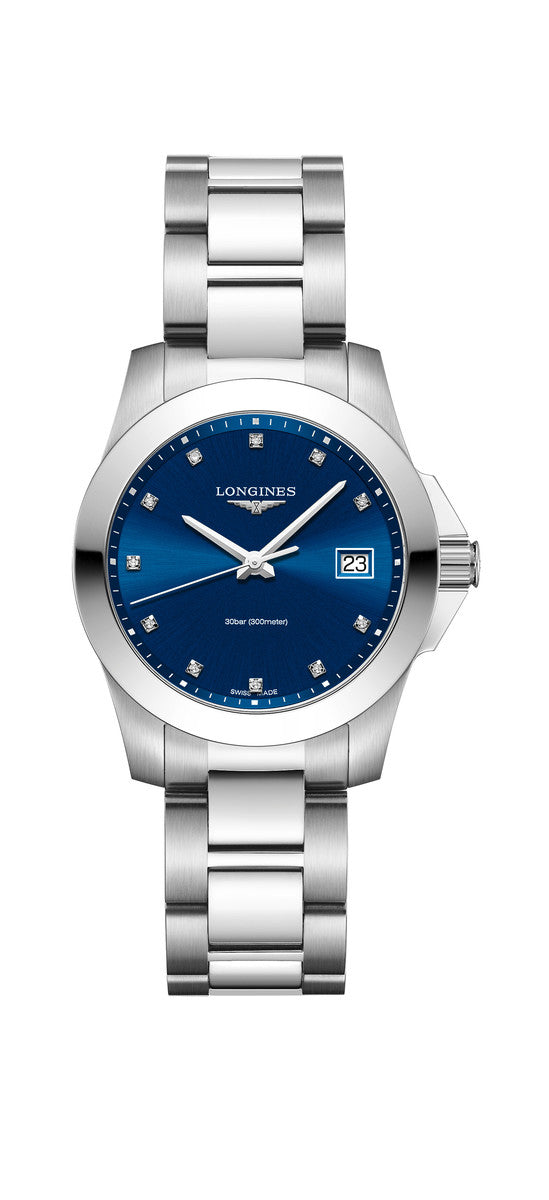 Longines Conquest Classic Blue Diamond Set Dial Stainless Steel Womens Quartz Watch L33774976