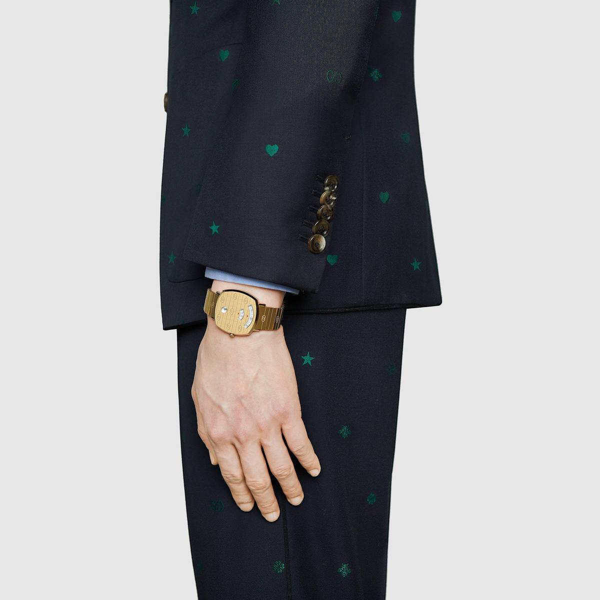 Gucci Grip 35mm PVD Gold Plated Unisex Quartz Watch YA157403