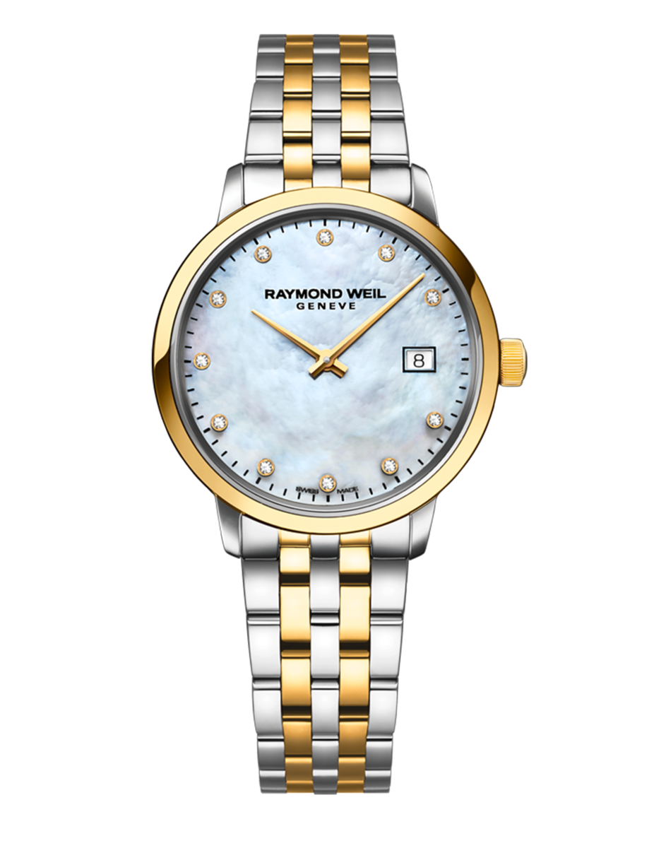 Raymond Weil Toccata Mother of Pearl Dial Diamond Set Two Tone Womens Quartz Watch 29mm 5985-STP-97081