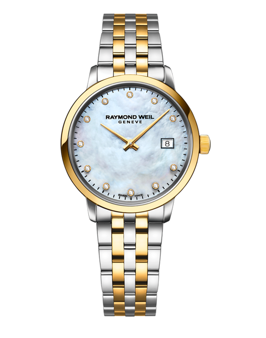 Raymond Weil Toccata Mother of Pearl Dial Diamond Set Two Tone Womens Quartz Watch 29mm 5985-STP-97081