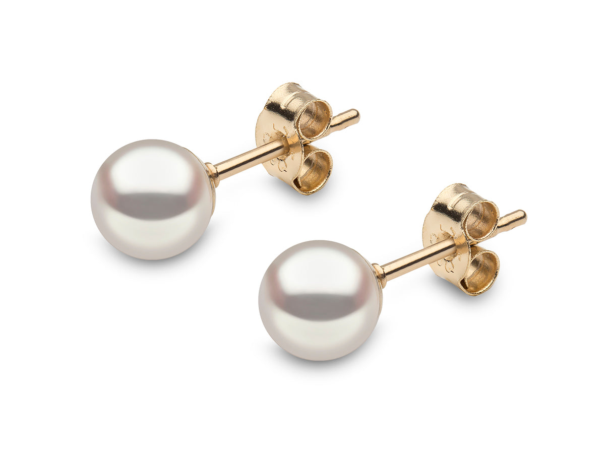 YOKO London 18ct Gold 6mm Cultured Japanese Akoya Pearl Stud Earrings