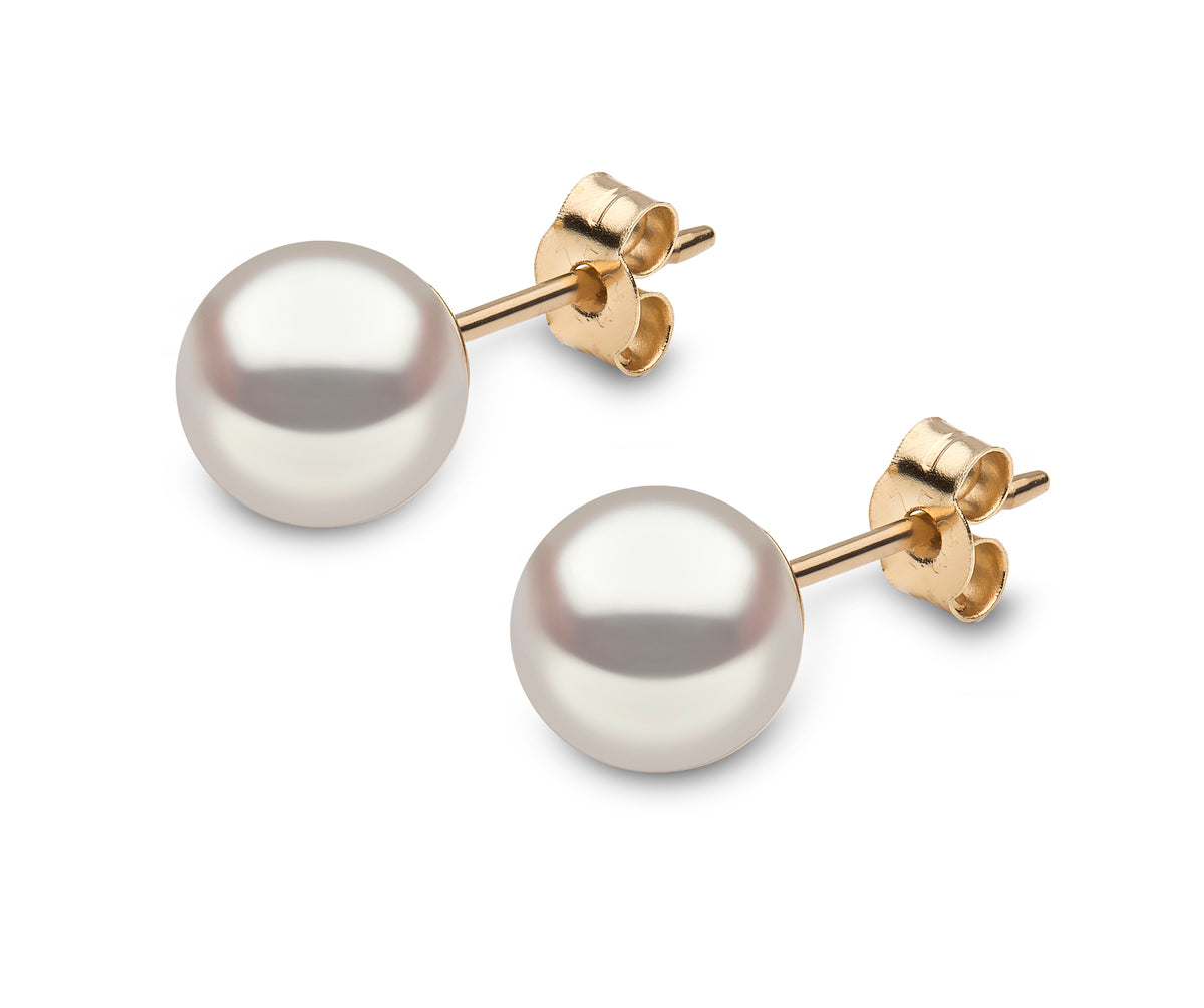 YOKO London 18ct Gold 7mm Cultured Japanese Akoya Pearl Stud Earrings
