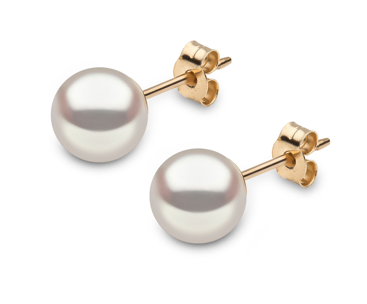 YOKO London 18ct Gold 8mm Cultured Japanese Akoya Pearl Stud Earrings