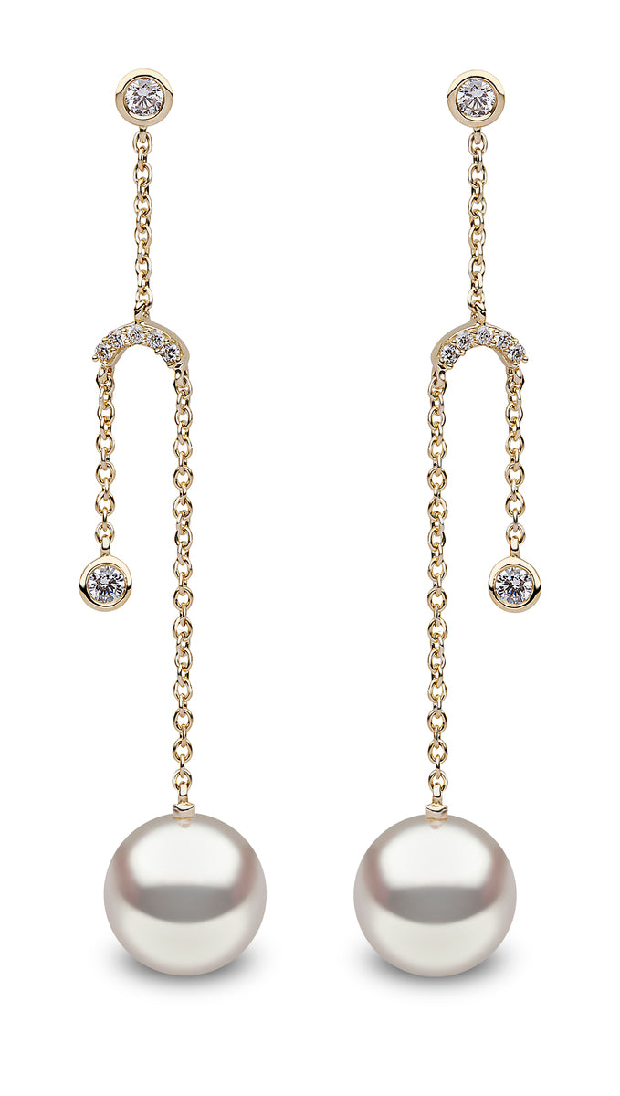 YOKO London Trend 18ct Gold Cultured Freshwater Pearl & Diamond Drop Earrings