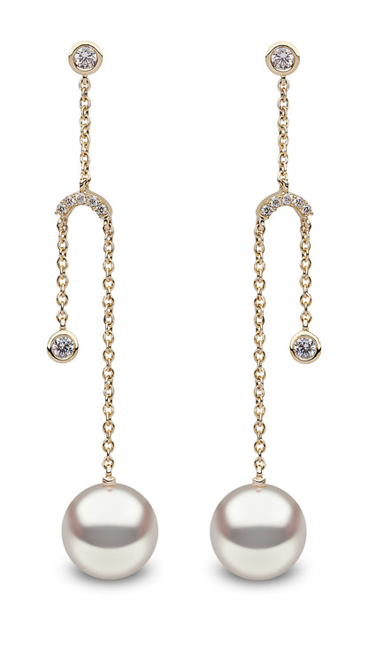 YOKO London Trend 18ct Gold Cultured Freshwater Pearl & Diamond Drop Earrings