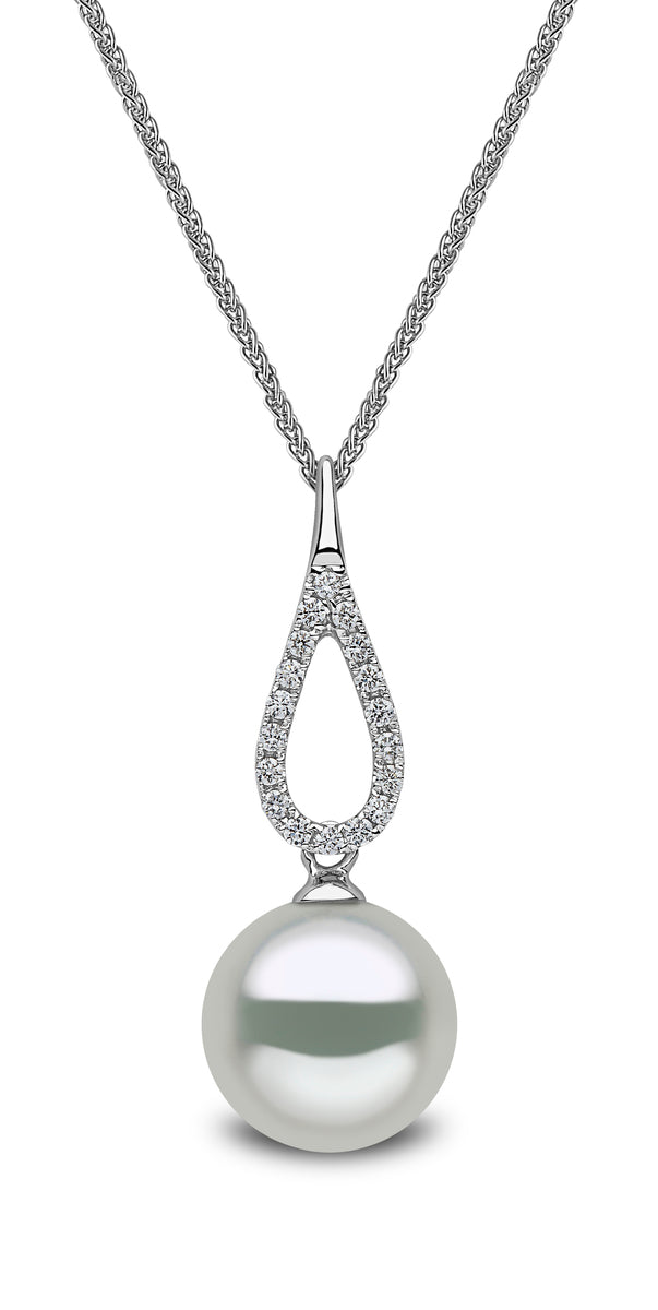 YOKO London 18ct White Gold Natural South Sea Pearl & Diamond Set Pendant Necklace
