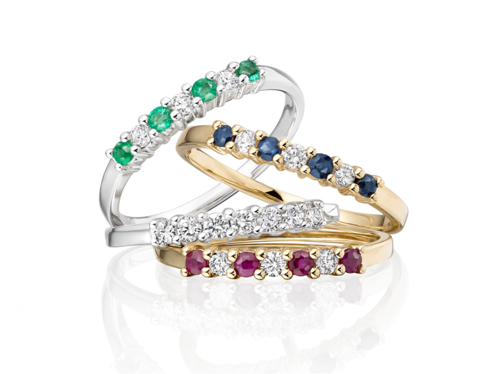 9ct Gold Ruby & Diamond Set Half Eternity Ring