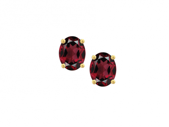 9ct Gold Oval Garnet Claw Set Stud Earrings