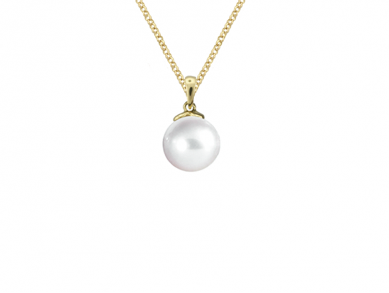 9ct Gold 7mm Cultured Freshwater Pearl Pendant Necklace