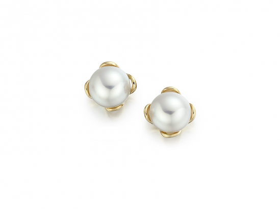9ct Gold Cultured Freshwater Pearl Flower Stud Earrings