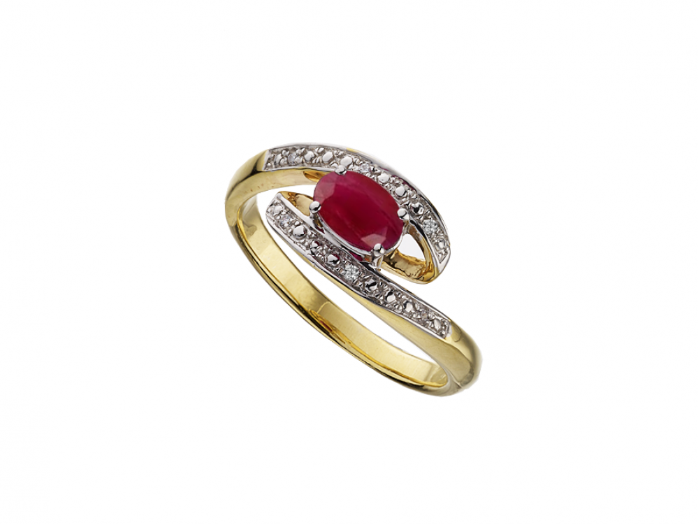 9ct Yellow & White Gold Ruby & Diamond Set Dress Ring