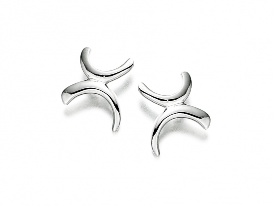 9ct White Gold Curved Kiss Stud Earrings