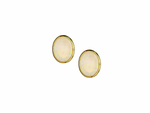 9ct Gold Oval Opal Rubover Set Stud Earrings