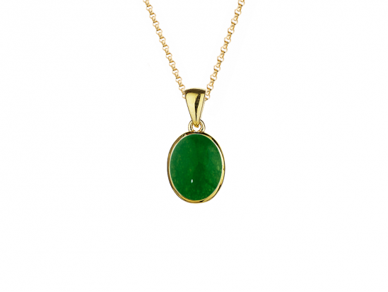 9ct Gold Rubover Set Jade Pendant Necklace