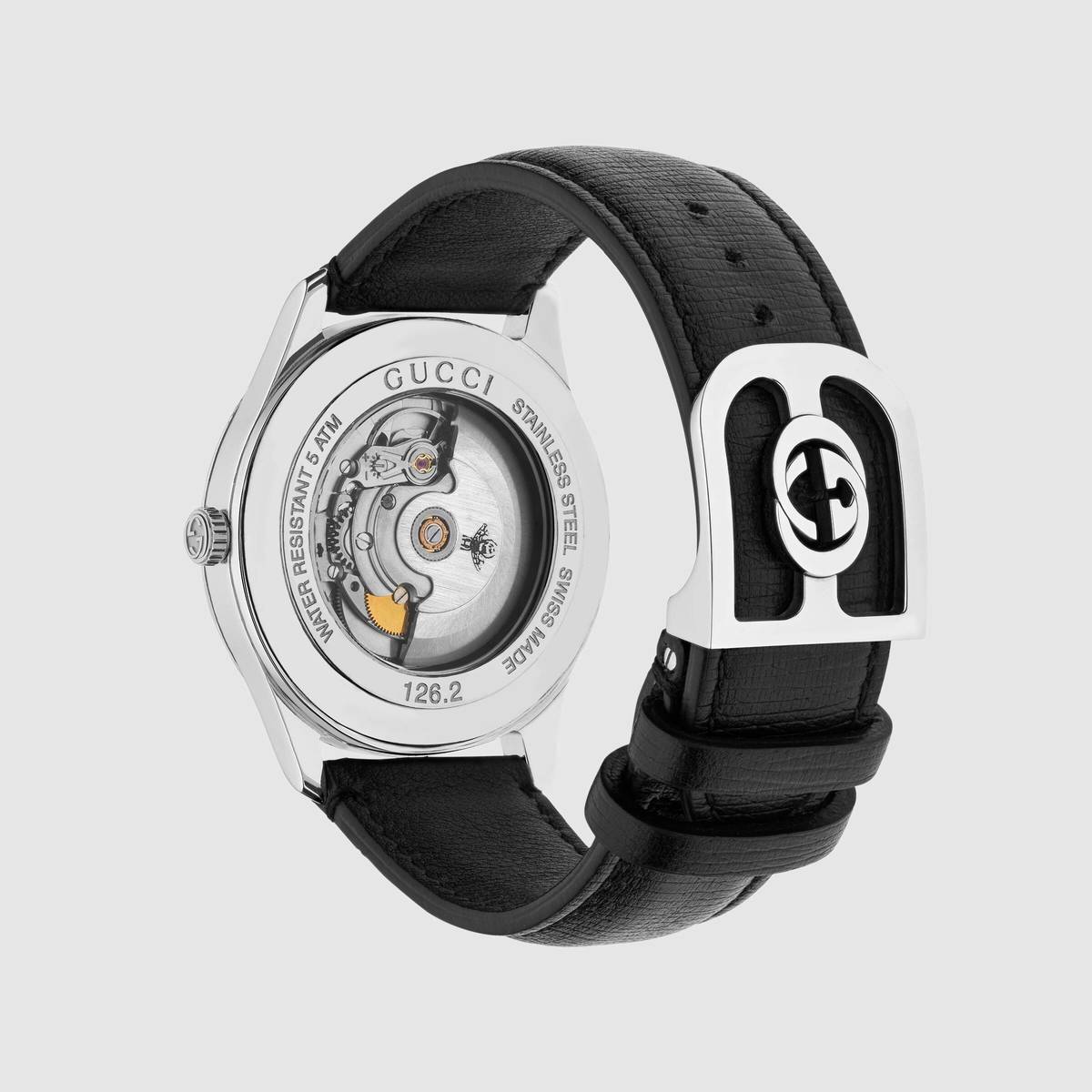 Gucci G-Timeless Black Onyx Dial Stainless Steel Mens Automatic Watch YA126286