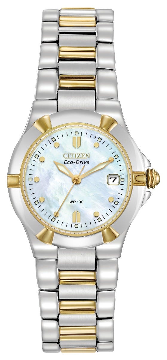 Citizen Eco-Drive Riva Mother of Pearl Dial Two Tone Womens Watch EW1534-57D