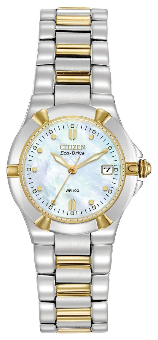Citizen Eco-Drive Riva Mother of Pearl Dial Two Tone Womens Watch EW1534-57D