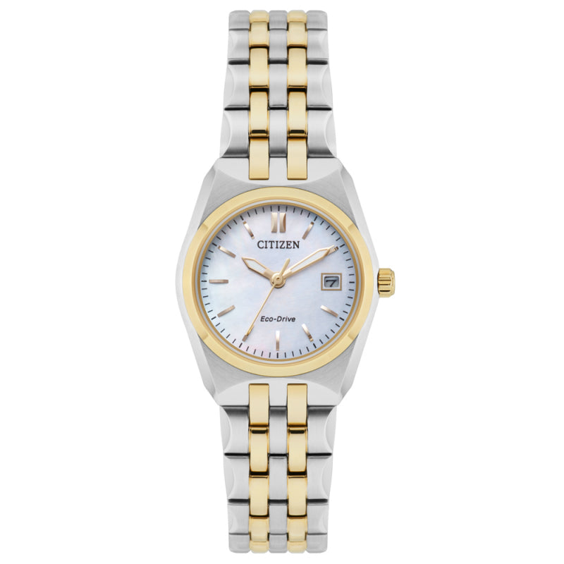 Citizen Eco-Drive WR100 Mother of Pearl Dial Two Tone Womens Watch EW2296-58D