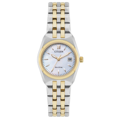 Citizen Eco-Drive WR100 Mother of Pearl Dial Two Tone Womens Watch EW2296-58D
