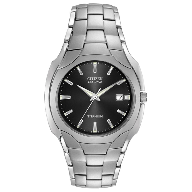 Citizen Eco-Drive Black Dial Titanium Mens Watch BM7440-51E