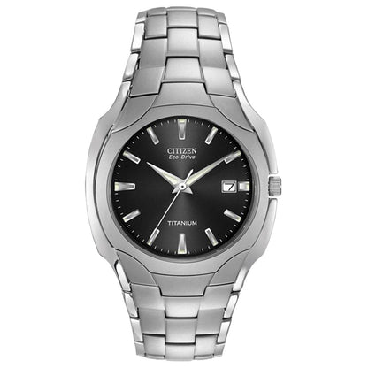 Citizen Eco-Drive Black Dial Titanium Mens Watch BM7440-51E