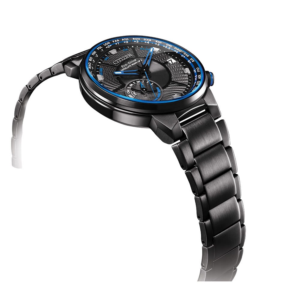 Citizen Eco-Drive Satellite Wave World Time GPS Black Dial Stainless Steel Mens Watch CC3038-51E