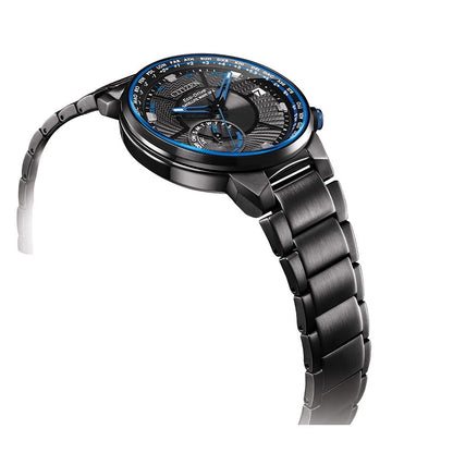 Citizen Eco-Drive Satellite Wave World Time GPS Black Dial Stainless Steel Mens Watch CC3038-51E