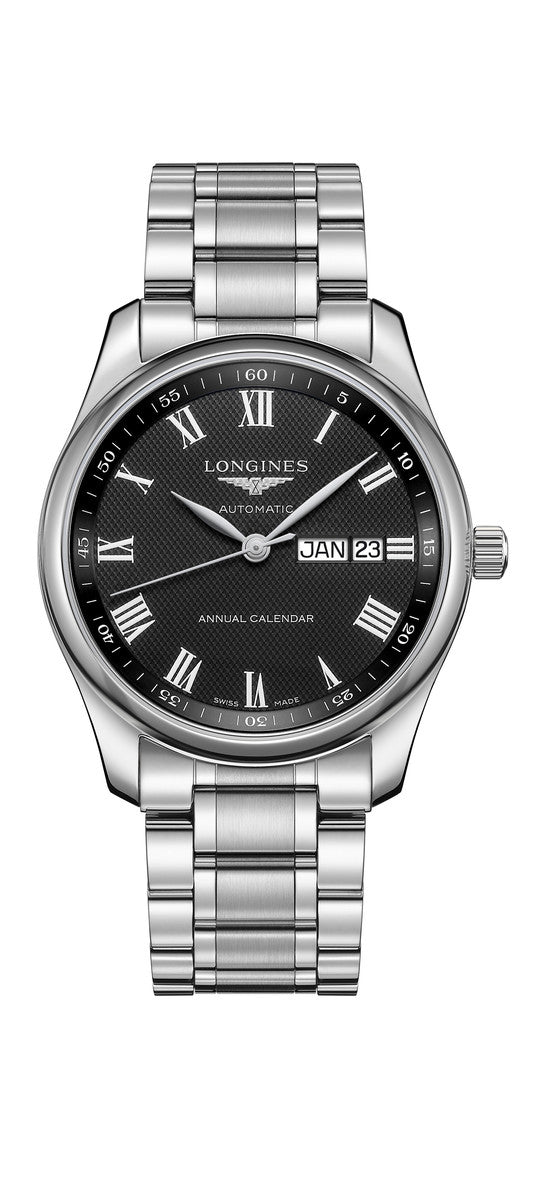 Longines Master Collection Black Dial Annual Calendar Stainless Steel Mens Chronograph Watch L29104516