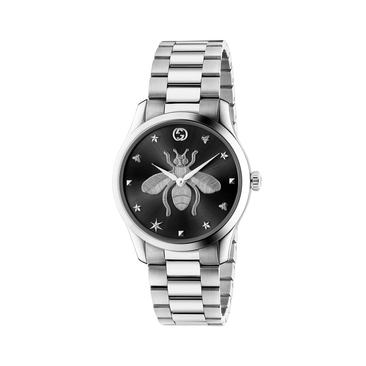 Gucci G-Timeless Iconic Bee Black Dial Stainless Steel Unisex Quartz Watch YA1264136