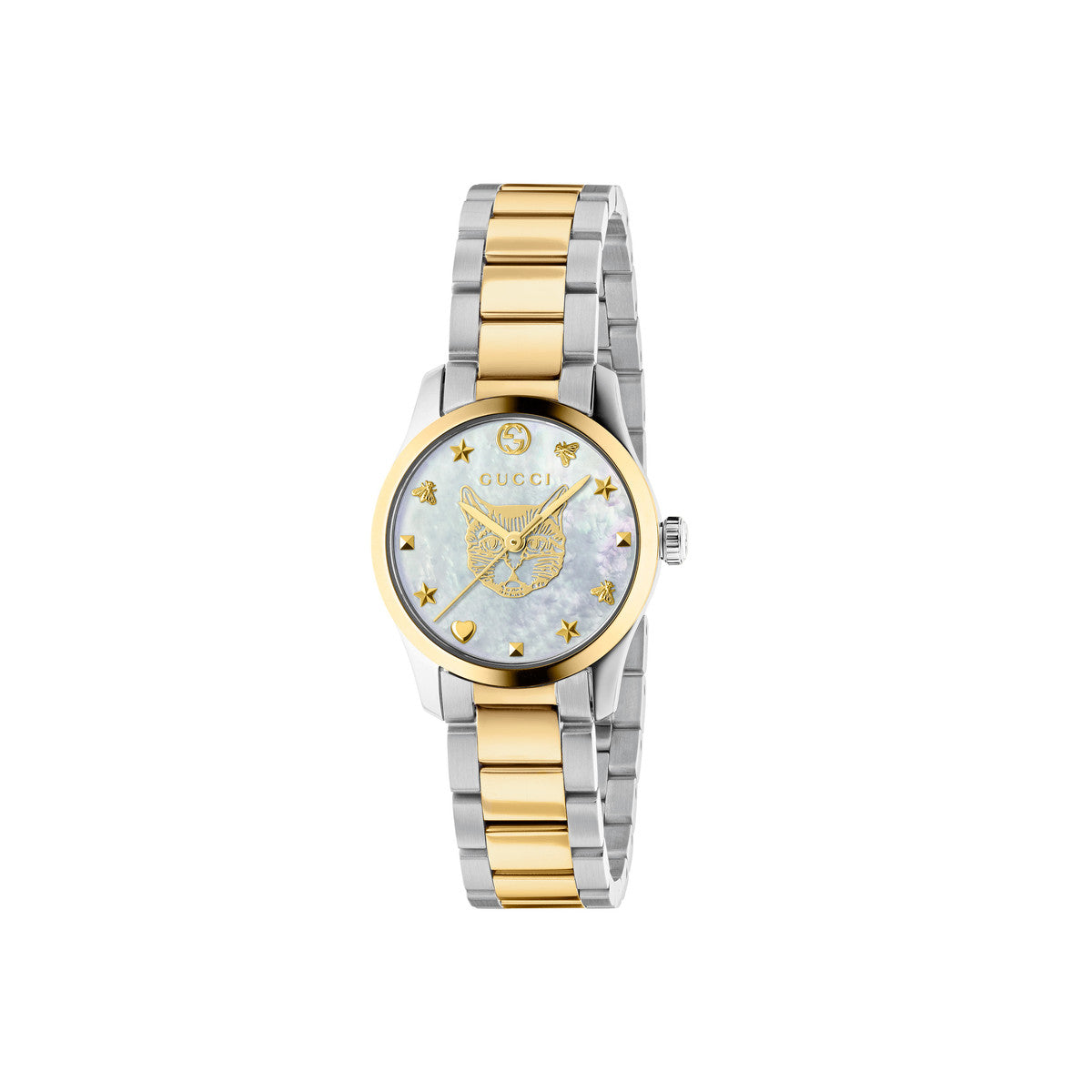 Gucci G-Timeless Feline Mother of Pearl Dial Two Tone Womens Quartz Watch YA1265012