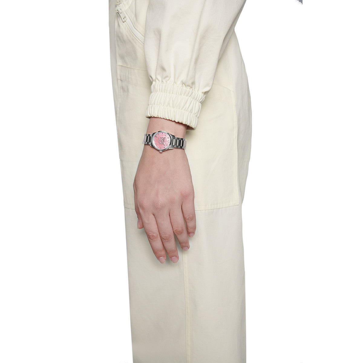 Gucci G-Timeless Feline Pink Mother of Pearl Dial Stainless Steel Womens Quartz Watch YA1265013