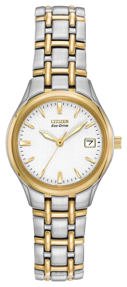 Citizen Eco-Drive Silhouette White Dial Two Tone Womens Watch EW1264-5CA