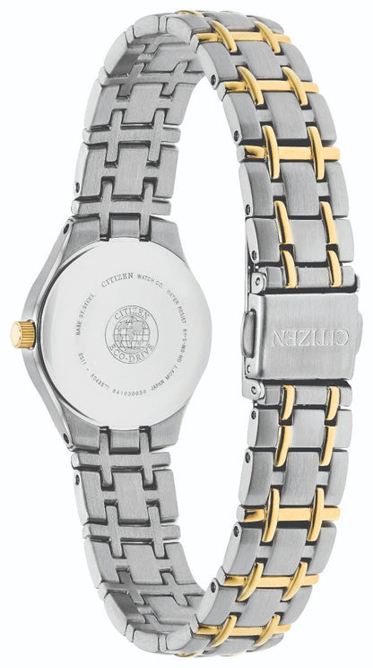 Citizen Eco-Drive Silhouette White Dial Two Tone Womens Watch EW1264-5CA