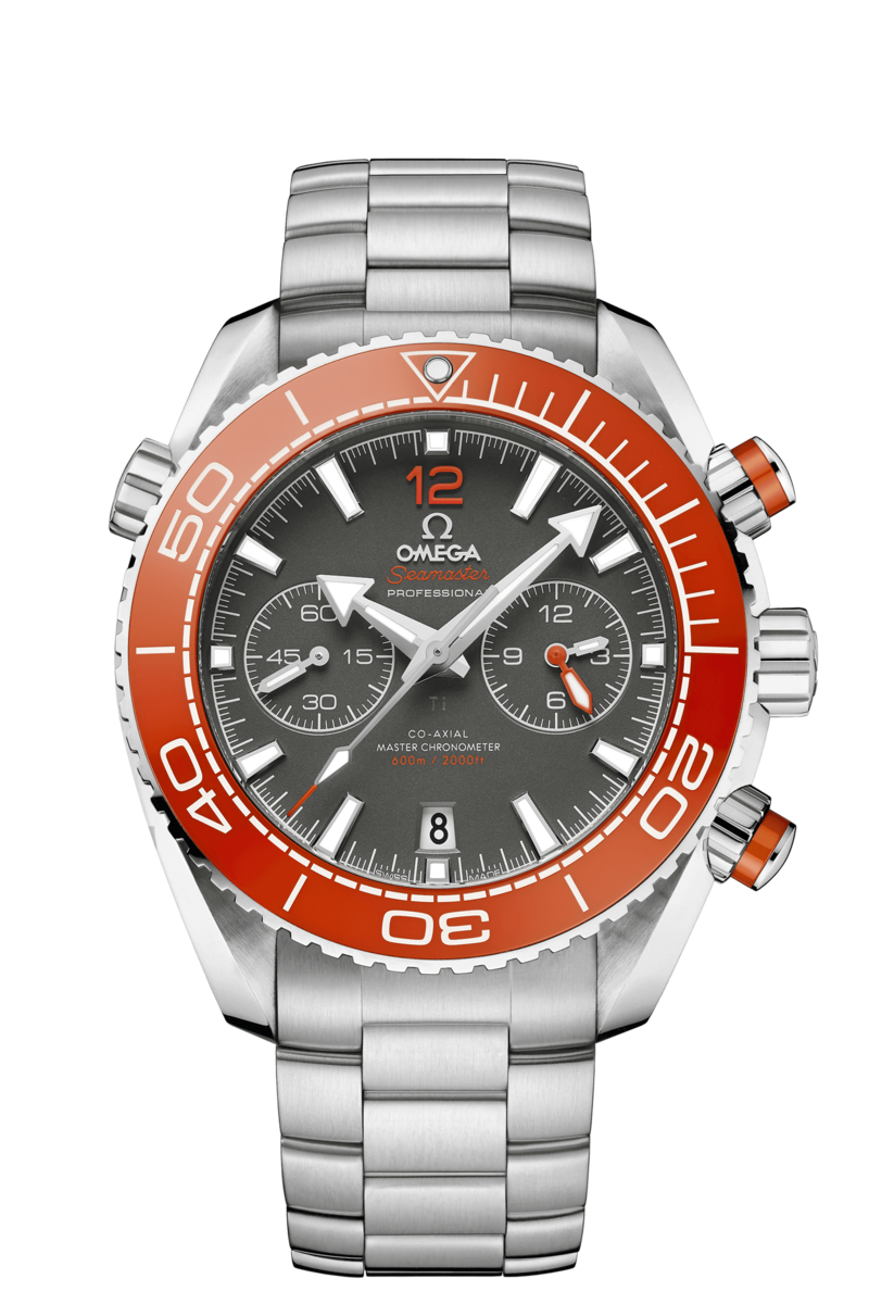 Omega Seamaster Planet Ocean 600M Co-Axial Master Chronometer Mens Grey Dial Orange Bezel Stainless Steel Chronograph Wristwatch 21530465199001