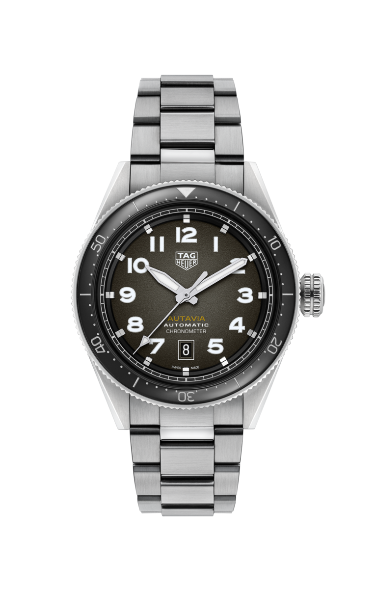 TAG Heuer Autavia Brown Black Dial Calibre 5 Chronometer Stainless Steel Mens Watch WBE5114.EB0173