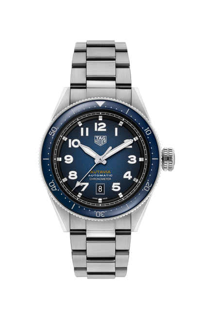 TAG Heuer Autavia Blue Dial Calibre 5 Chronometer Stainless Steel Mens Watch WBE5116.EB0173